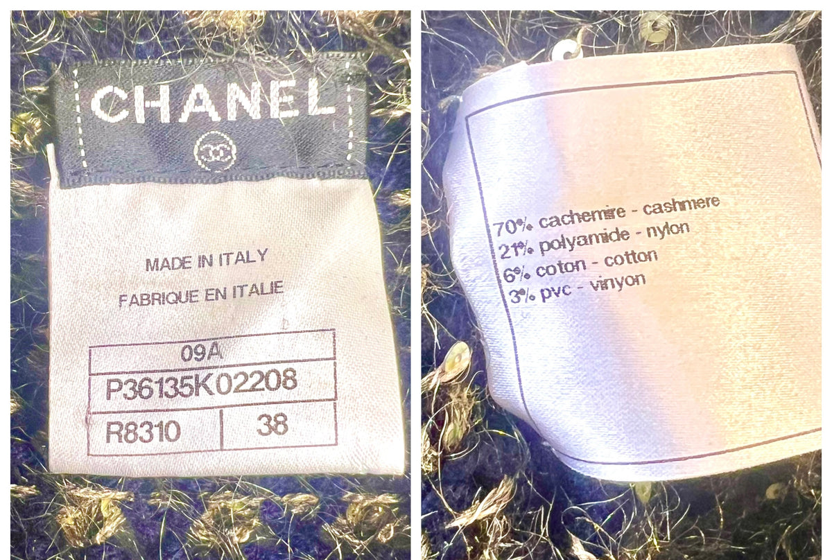 CHANEL 09A MOSCOW TWEED NAVY GOLD JACKET IMPERIAL Eagle CC Buttons FR 38