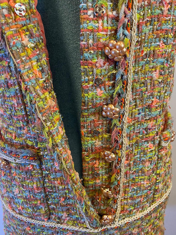 Chanel 14P Multicolor Fantasy Tweed Runway Dress FR 38/40