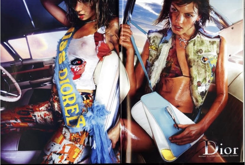 Ultra Rare Dior 2001 SS Cadillac Montaigne Saddle Bag Black White Red