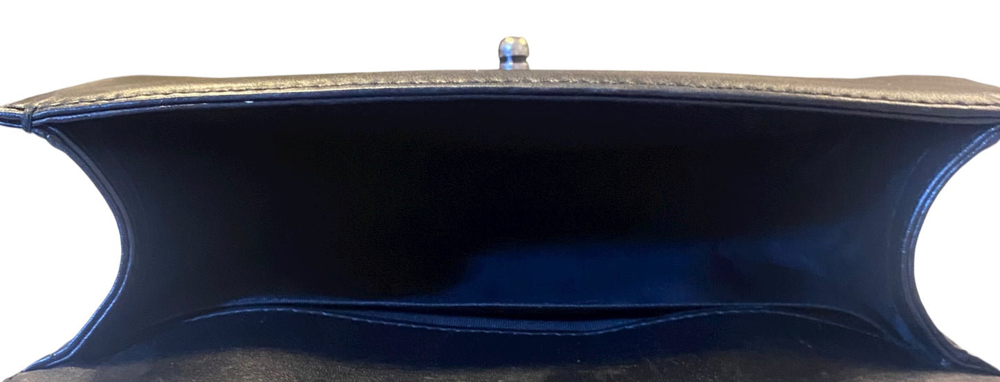 Chanel 13A Paris Edinburgh Black Lambskin Old Medium Embossed Celtic Knot Boy Flap Bag
