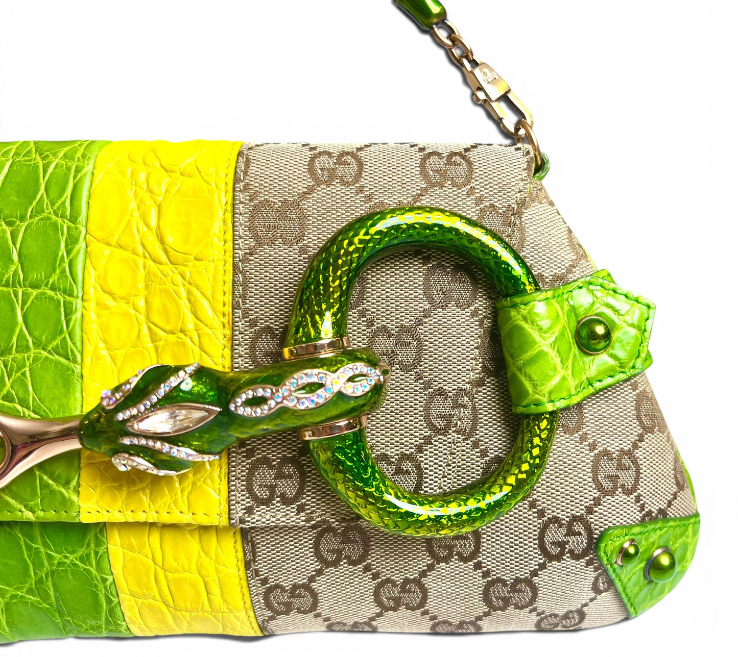 GUCCI Ultra Collectible Croc Horsebit Serpent Large Clutch Bag