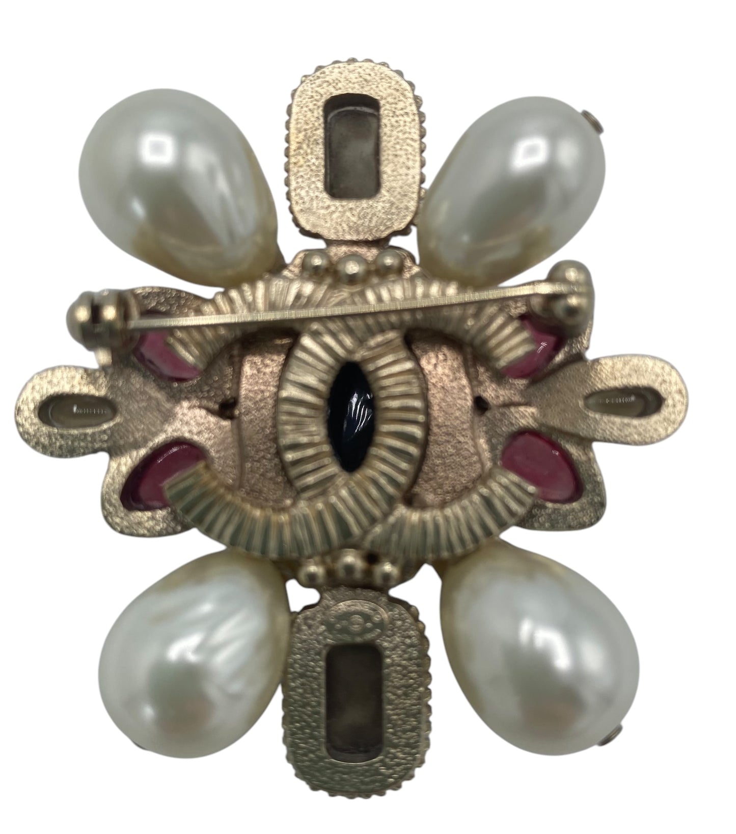 Rare Chanel 11A Paris-Byzance Large Pearl Poured Glass Gripoix Brooch