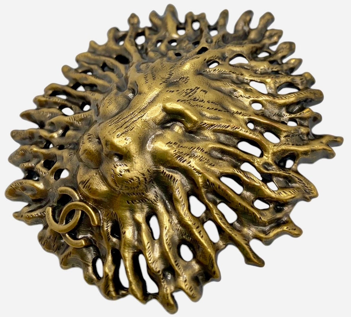 NIB Chanel 19K Limited Edition Large Egyptian Collection Gold CC Lion Head Brooch