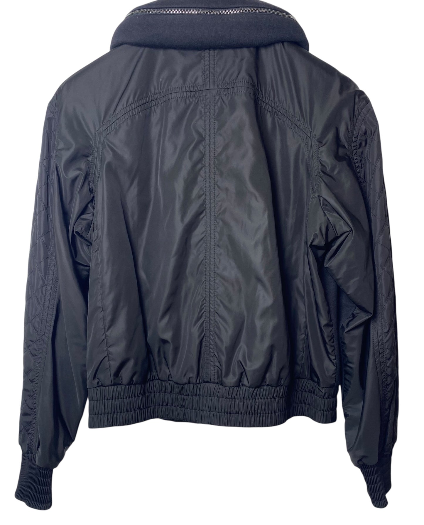Chanel 2019 Black Hoodie Zip Up Bomber Quilted Sport Jacket FR 38