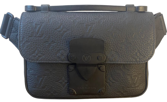 Louis Vuitton Matte Black Taurillon Monogram S Lock Sling Crossbody Waist Bag