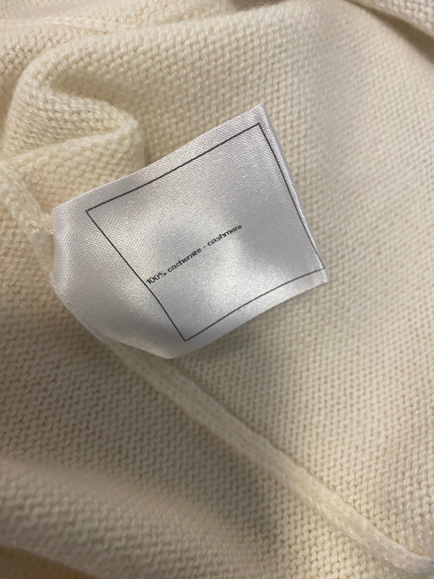 CHANEL 12C IVORY CASHMERE JEWELED JACKET CARDIGAN CC FR 42
