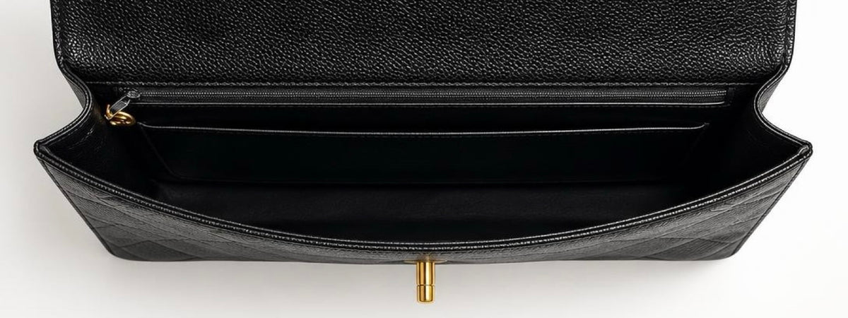 Vintage 90s Chanel XL Jumbo Black Caviar Quilted Classic Briefcase Bag 24K GHW