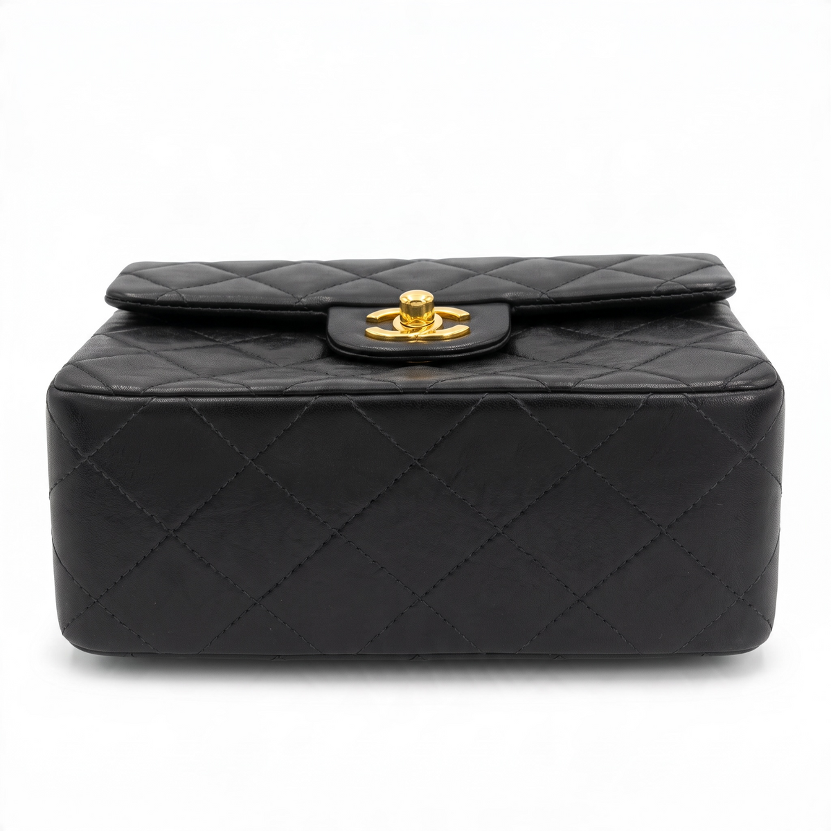 Vintage Chanel Black Quilted Lambskin Mini Square Timeless Classic Flap Bag 24K GHW