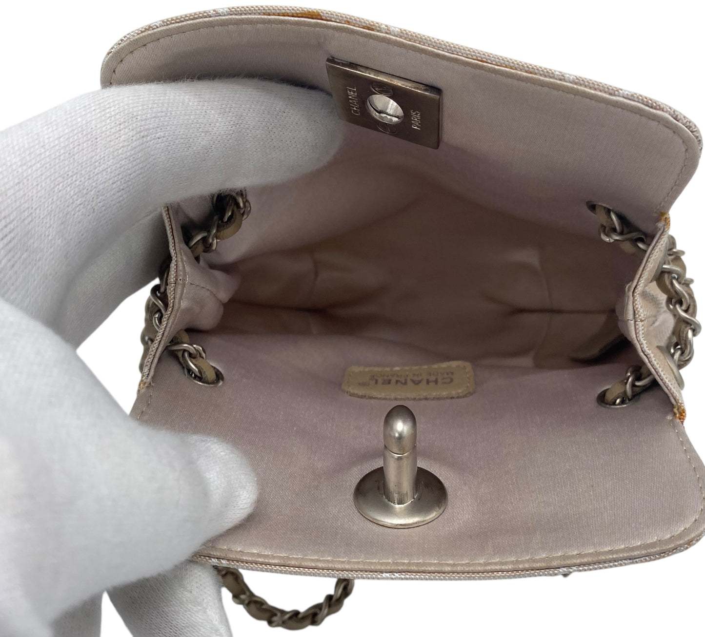 Vintage Chanel Extra Mini Beige Canvas CC Travel Ligne Bag