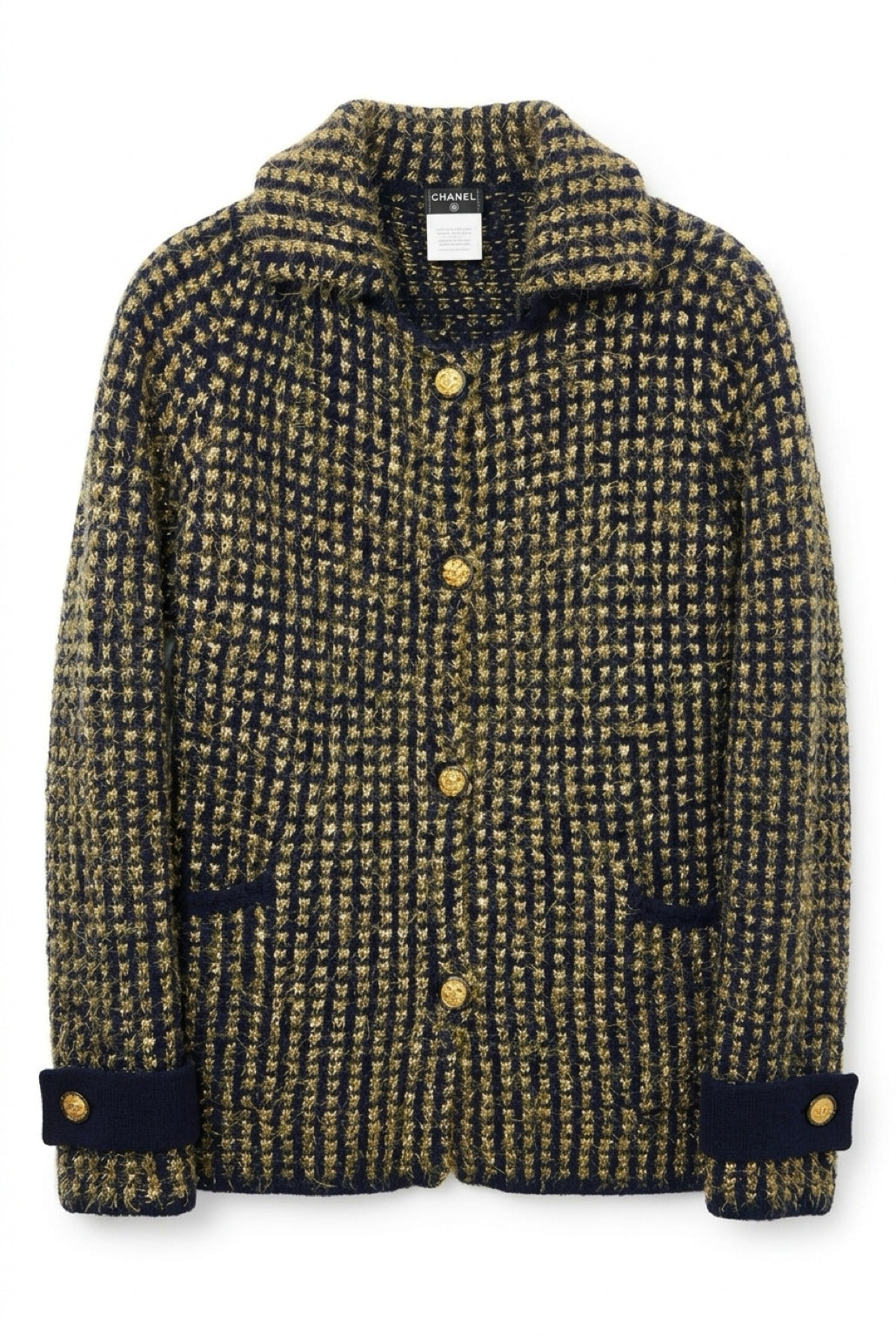 CHANEL 09A MOSCOW TWEED NAVY GOLD JACKET IMPERIAL Eagle CC Buttons FR 38