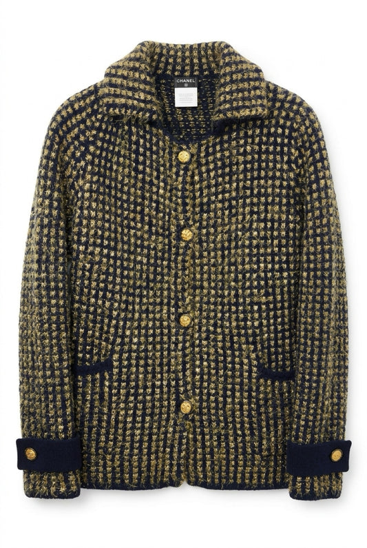 CHANEL 09A MOSCOW TWEED NAVY GOLD JACKET IMPERIAL Eagle CC Buttons FR 38