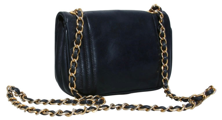 Chanel Mini Vintage Navy CC Quilted Full Flap Bag 24K Gold Hardware