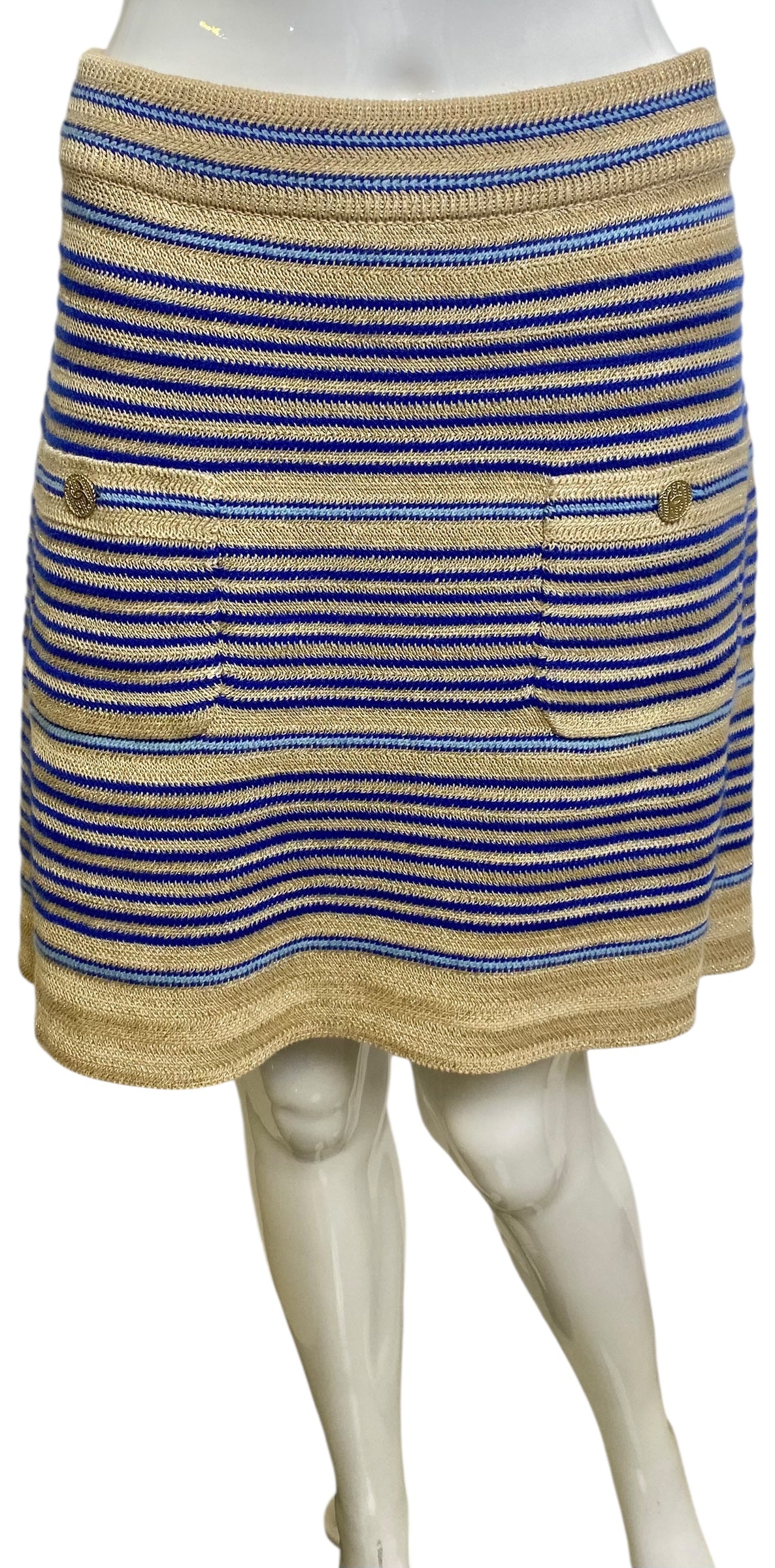 Chanel 19C La Pausa Striped Cardigan Jacket Skirt SET FR 42/44