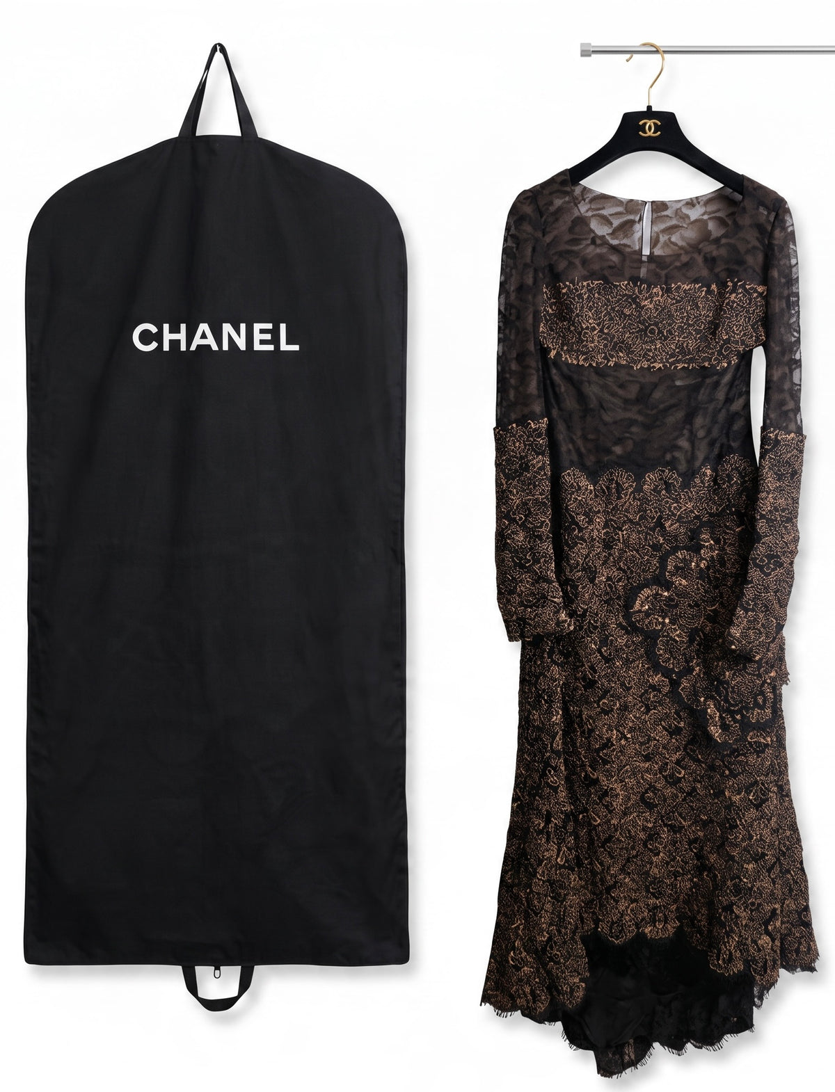 Ultra Rare CHANEL 11A PARIS-BYZANCE LACE EMBROIDERED JEWEL MAXI DRESS EVENING GOWN FR 40