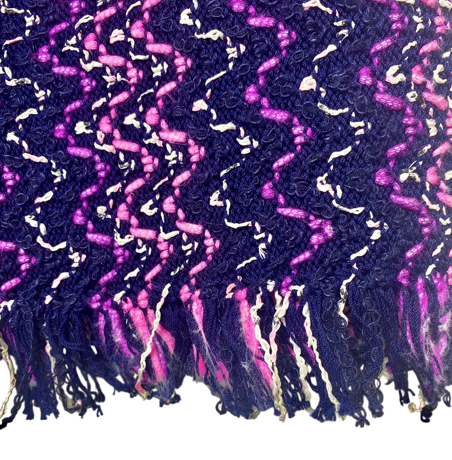 Chanel 21P Tweed Knit Multicolor Fringe Shorts FR 36