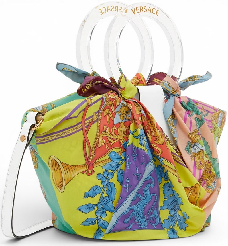 Versace 2022 La Medusa Small Straw Raffia Silk Bag