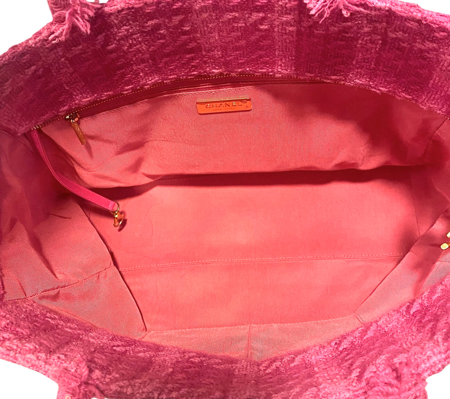 Chanel 19K Large Giant Logo Pink Tweed Shopping Tote Bag GHW