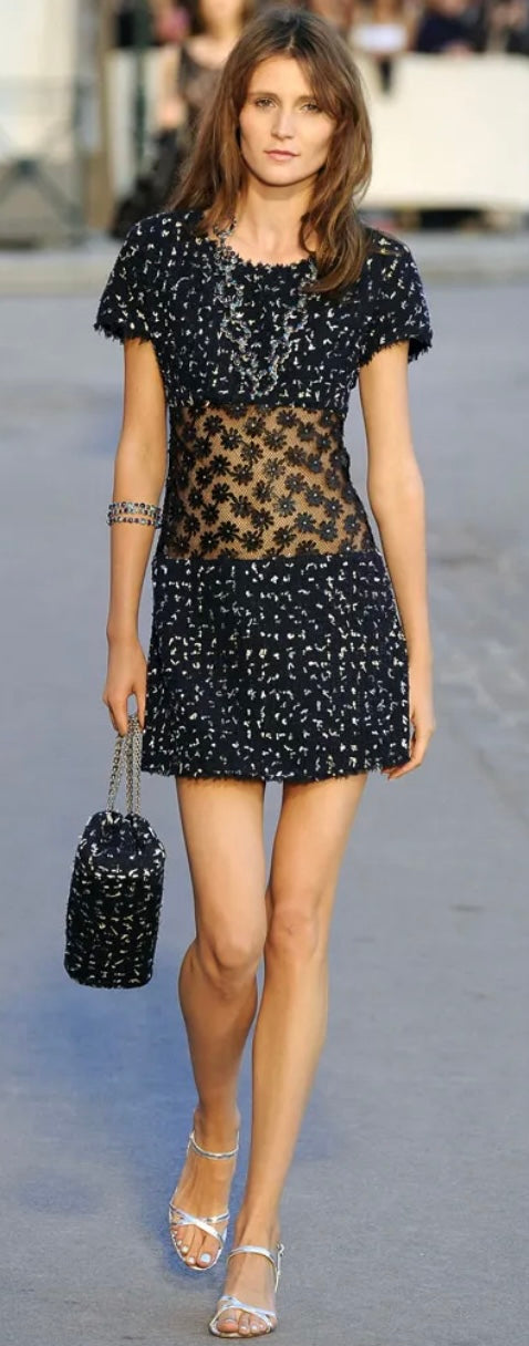 Chanel 11C Saint-Tropez Cruise Collection Navy Blue Tweed Dress FR 44