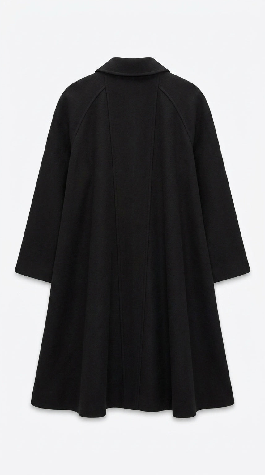 Vintage Chanel 94A Runway Black Oversized Cashmere Long Dress Coat FR 36
