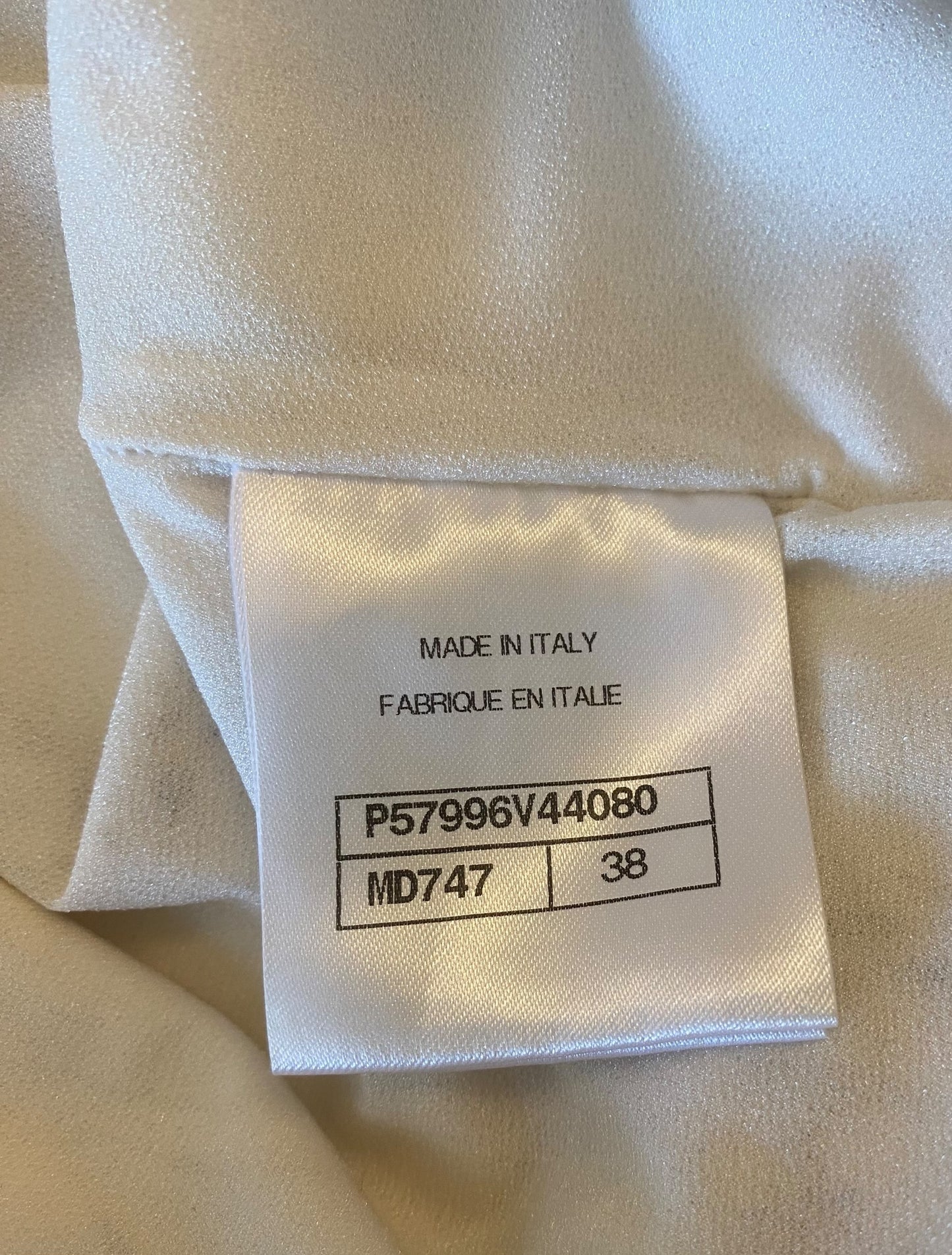 CHANEL 18C PARIS GREECE WHITE GOLD PEARL BATHINGSUIT SWIMSUIT BODYSUIT FR 38