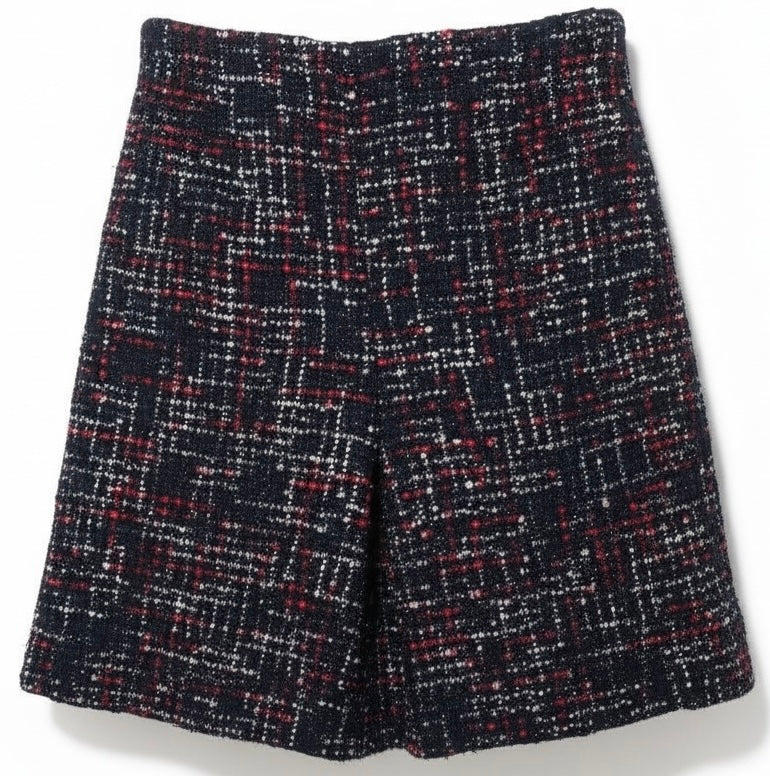 Chanel 17A Fantasy Tweed Black Red Blue White Shorts FR 36
