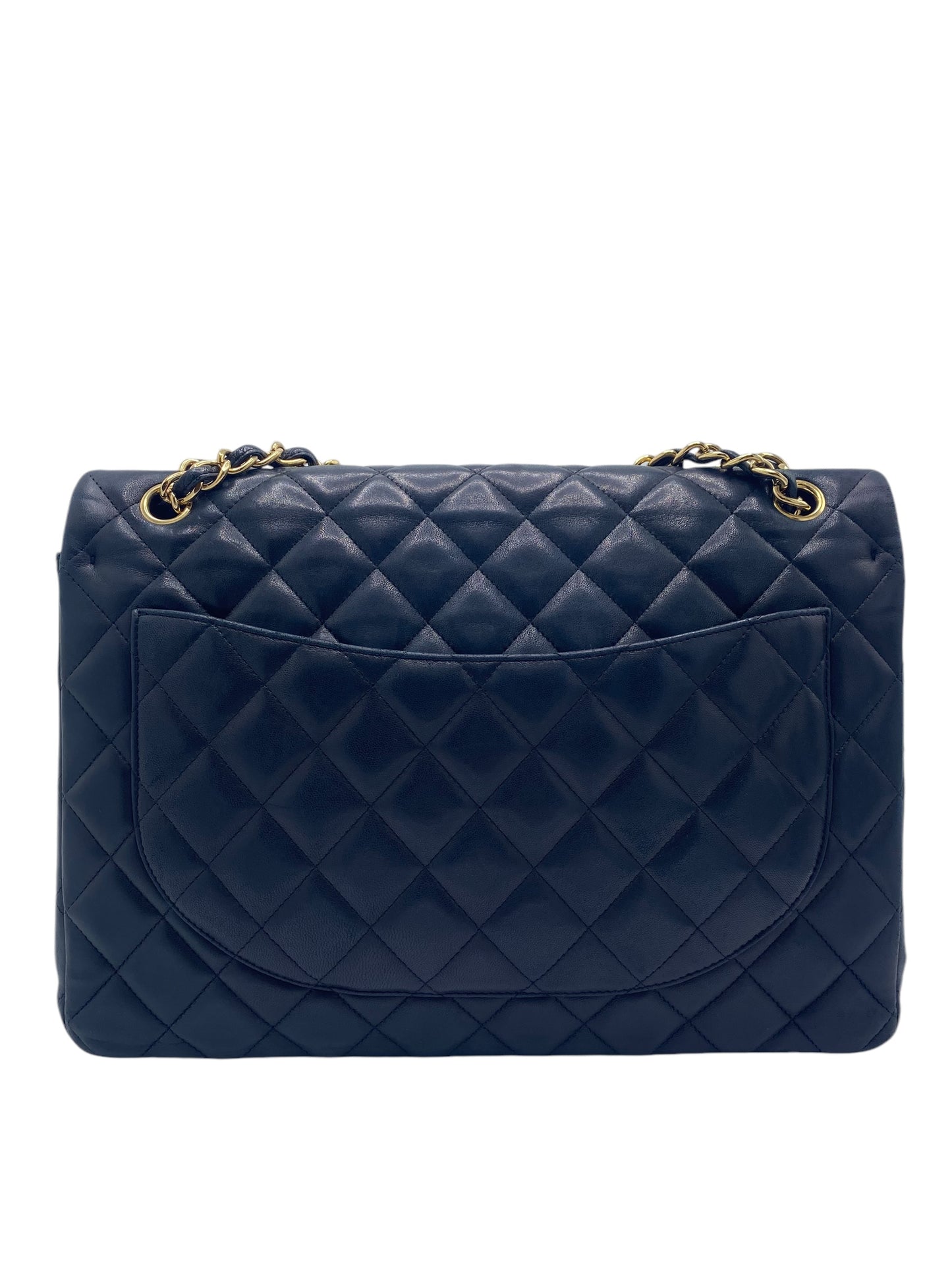 Chanel Maxi Dark Navy Lambskin Timeless Classic Double Flap Bag Gold Hardware GHW