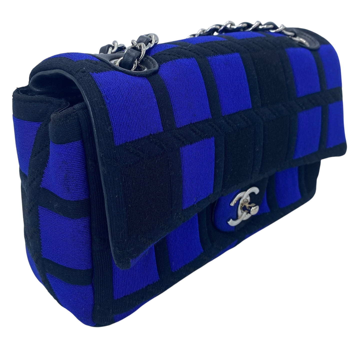 Chanel 13P Runway Colorblock Jersey Classic Medium CC Chain Flap Bag SHW