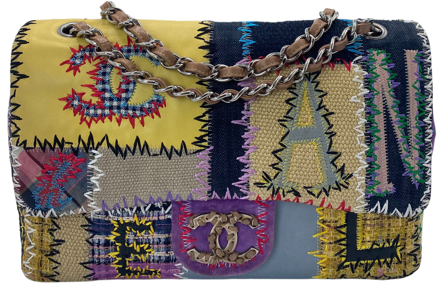 Chanel 2011 Jumbo Patchwork Multicolor Classic Flap Bag