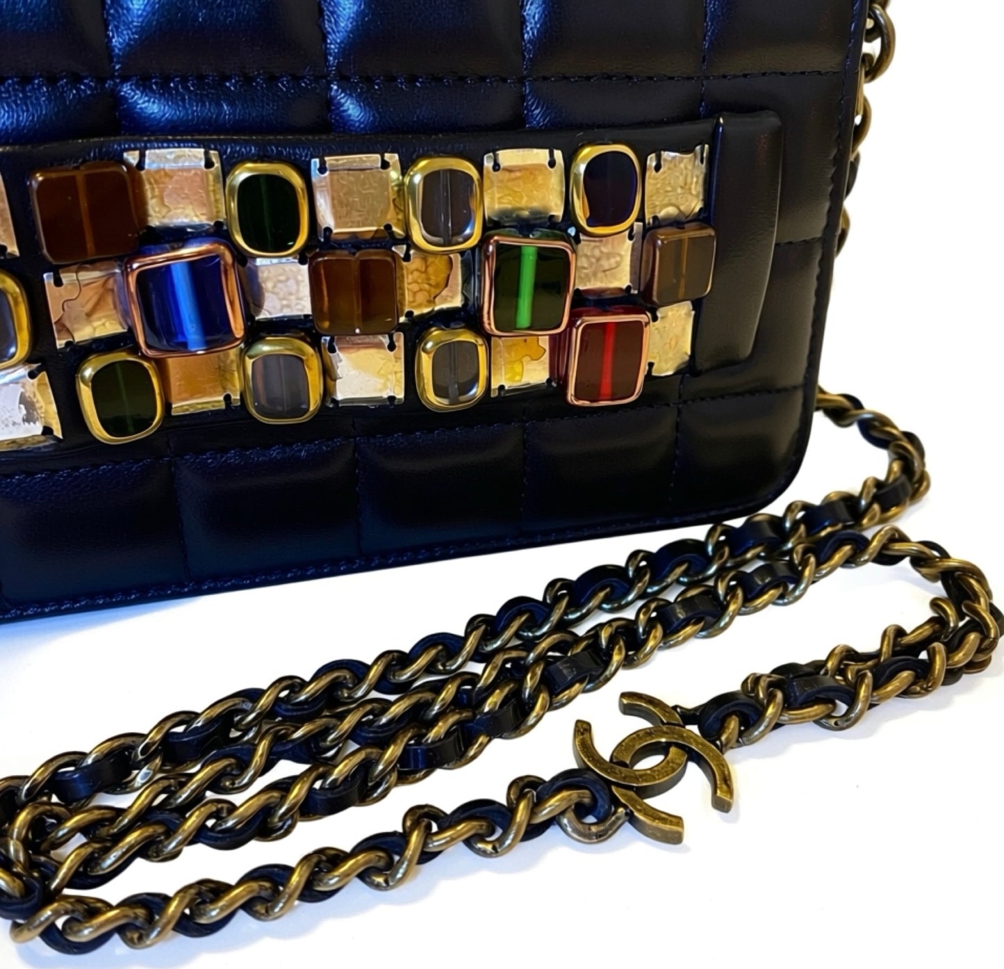 Chanel 11A Byzance Black Jewel Clutch Minaudière Handbag