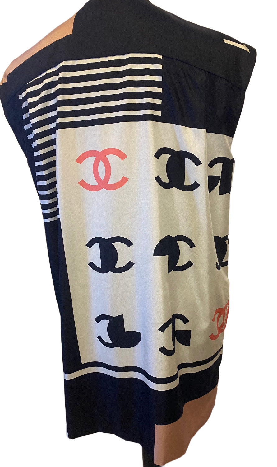 Chanel 21P Spring Silk Logo Mini Dress FR 44