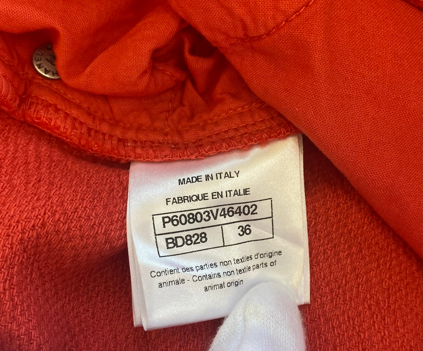 Chanel 2019 Coral Red Cotton CC Buckle Shorts FR 36