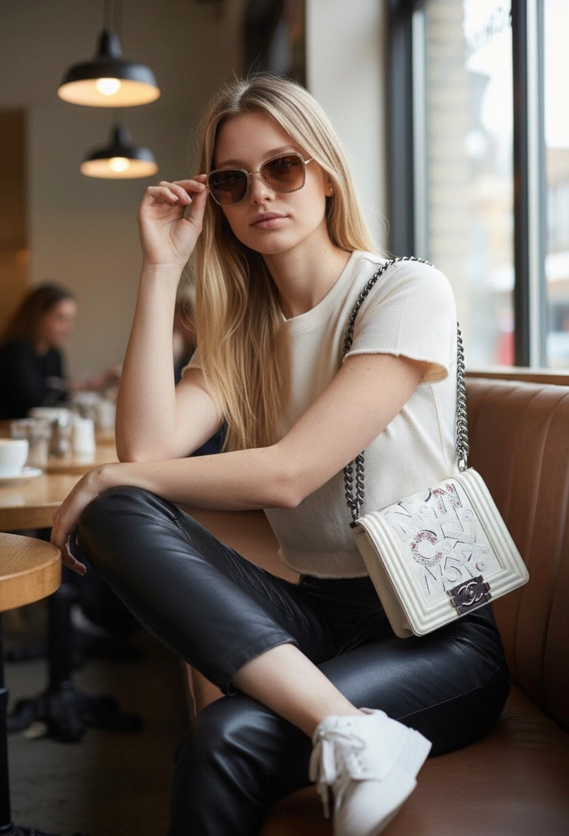 Rare Chanel 14S Limited Edition Graffiti Lambskin Small Boy Bag