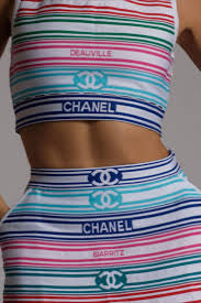 Chanel 19P Multicolor Stripe Crop Top and Skirt Set FR 36