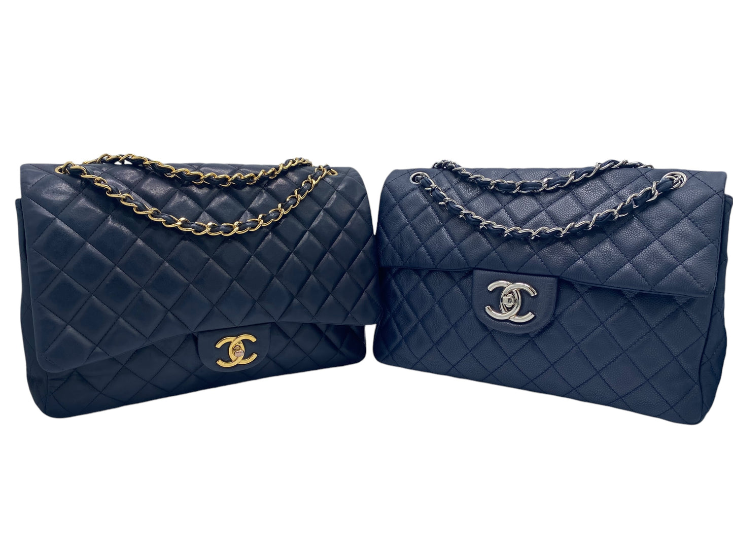 Chanel Navy Blue Soft Caviar Maxi Classic Flap Bag Silver Hardware SHW