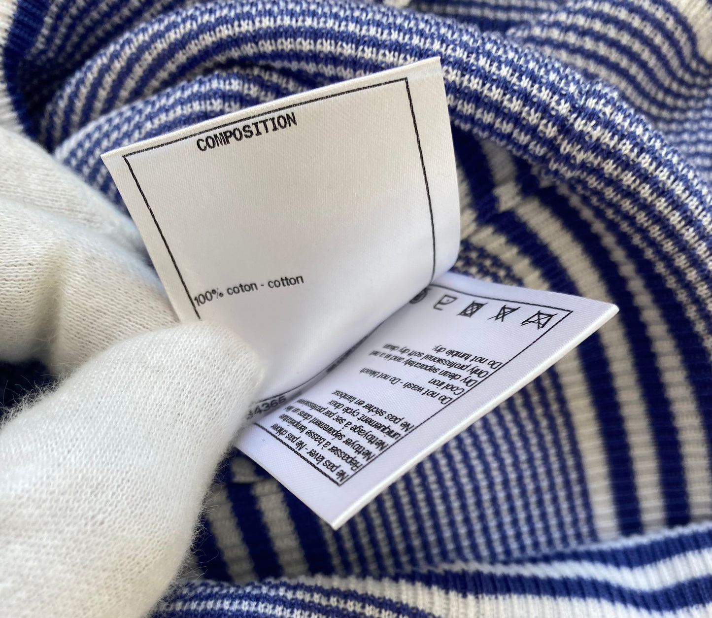 Chanel 19C La Pausa Blue White Striped Cotton Knit CC Logo Tank Top Blouse FR 38