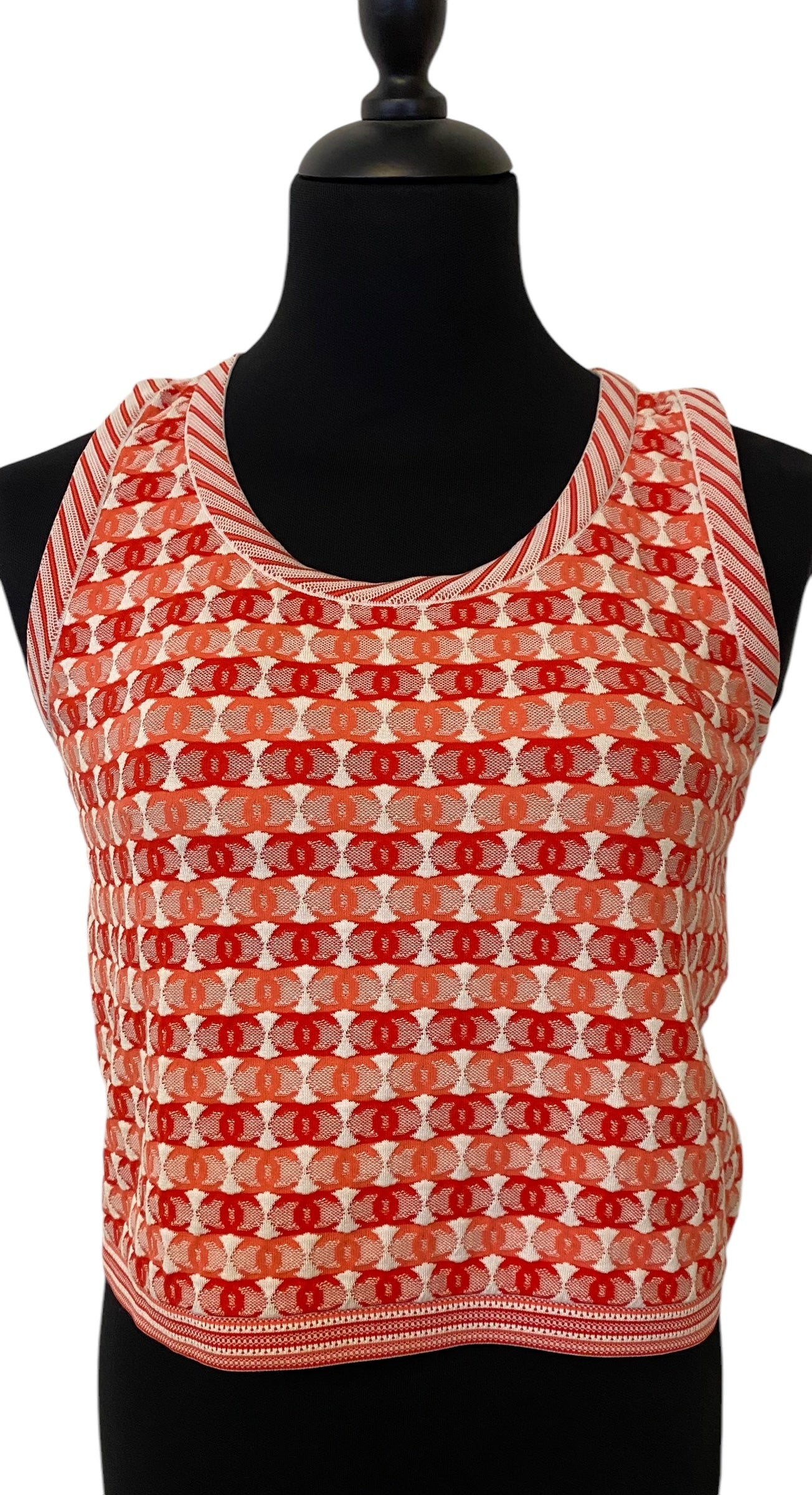 Chanel 19P CC Logo Sleeveless Crop Top Blouse FR 42