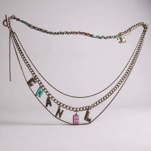 Chanel 17P Charms & Chains Letters Multicolor Necklace Belt