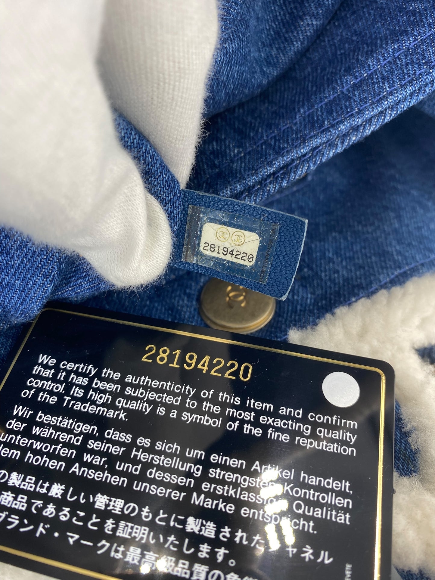 Chanel 19A Paris-New York Egypt Blue Denim & Shearling Hieroglyph Coco Shopping Tote
