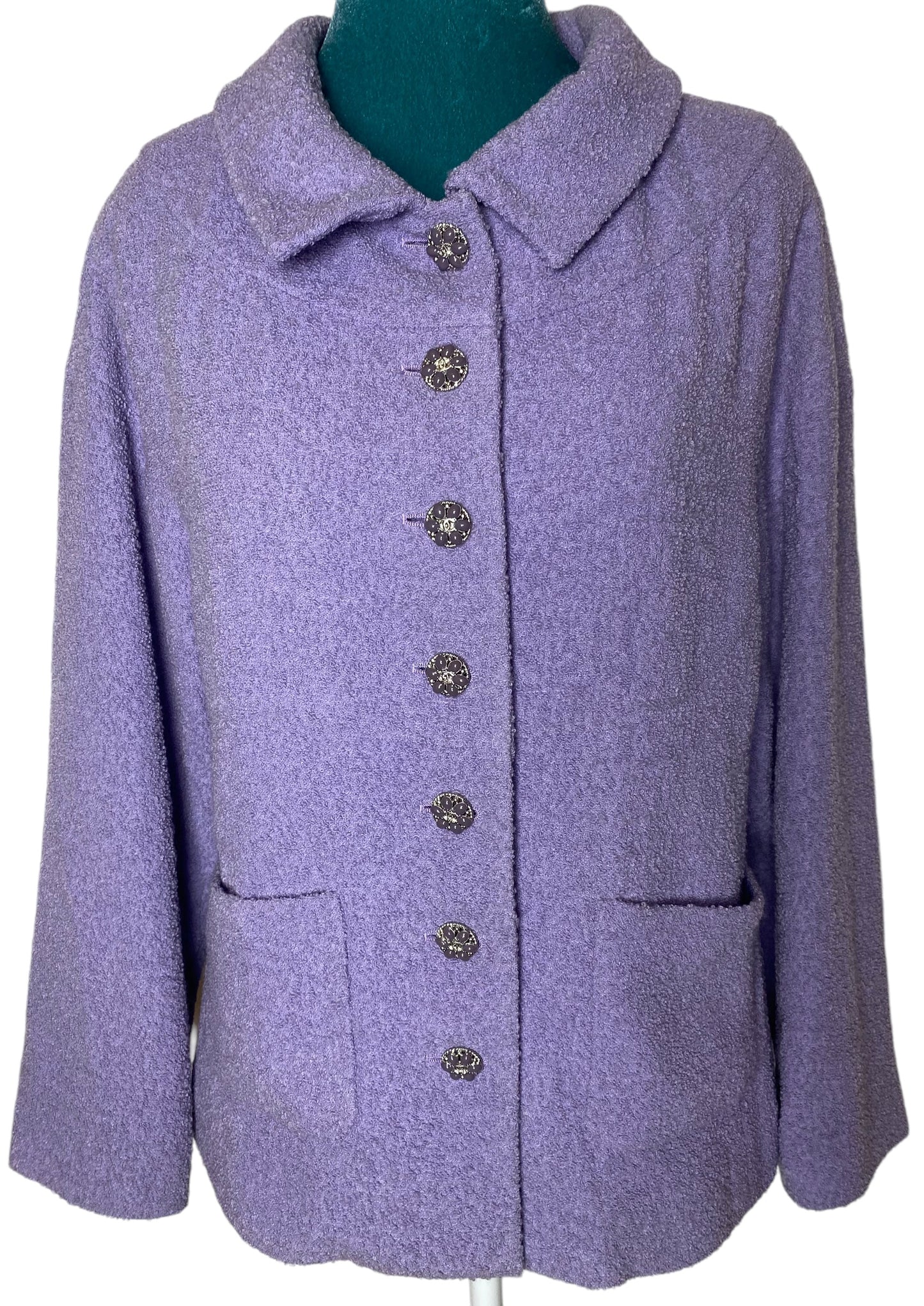 Chanel 12C Runway Lavender Purple Wool Boucle Jacket FR 44