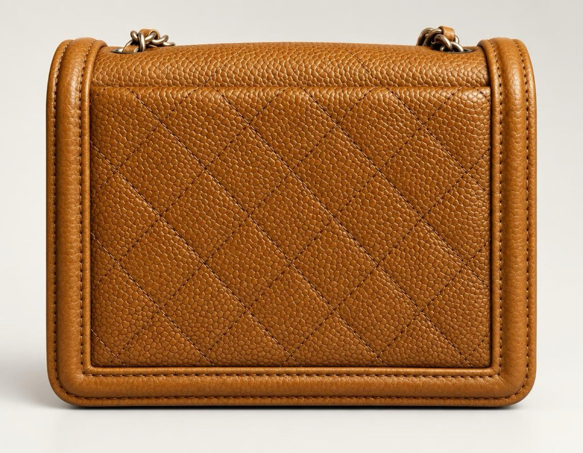 Rare Chanel 14A Paris Dallas Brown Caviar Mini Boy Brick Bag