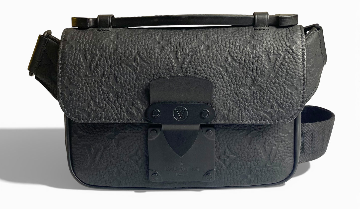 Louis Vuitton Matte Black Taurillon Monogram S Lock Sling Crossbody Waist Bag