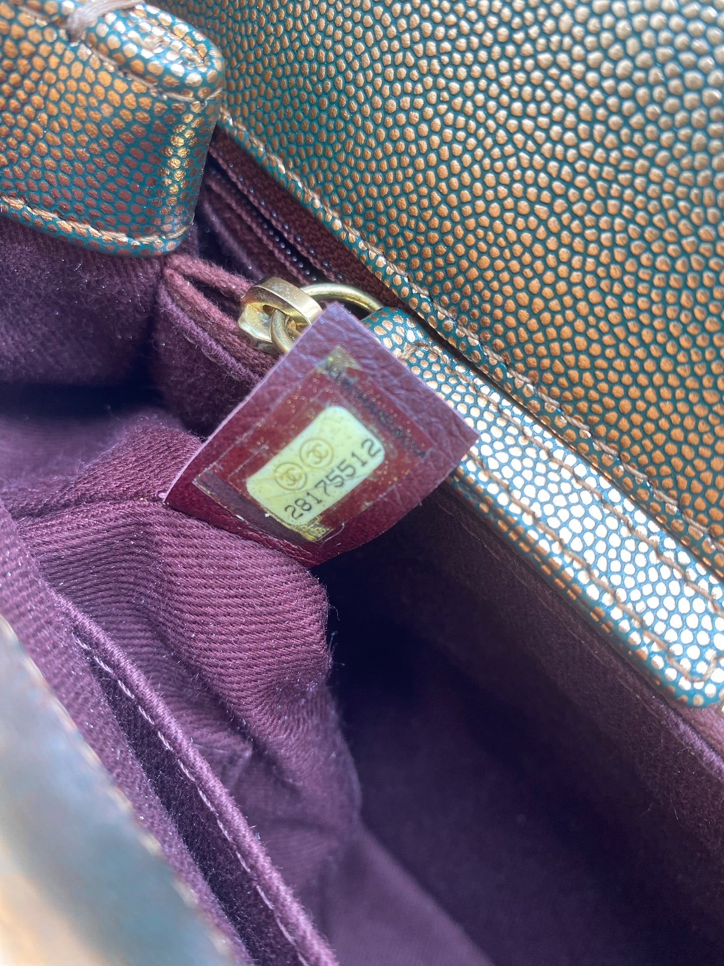 Chanel 19A Medium Metallic Rose Gold Copper Caviar Quilted Timeless Coco Handle Flap Bag