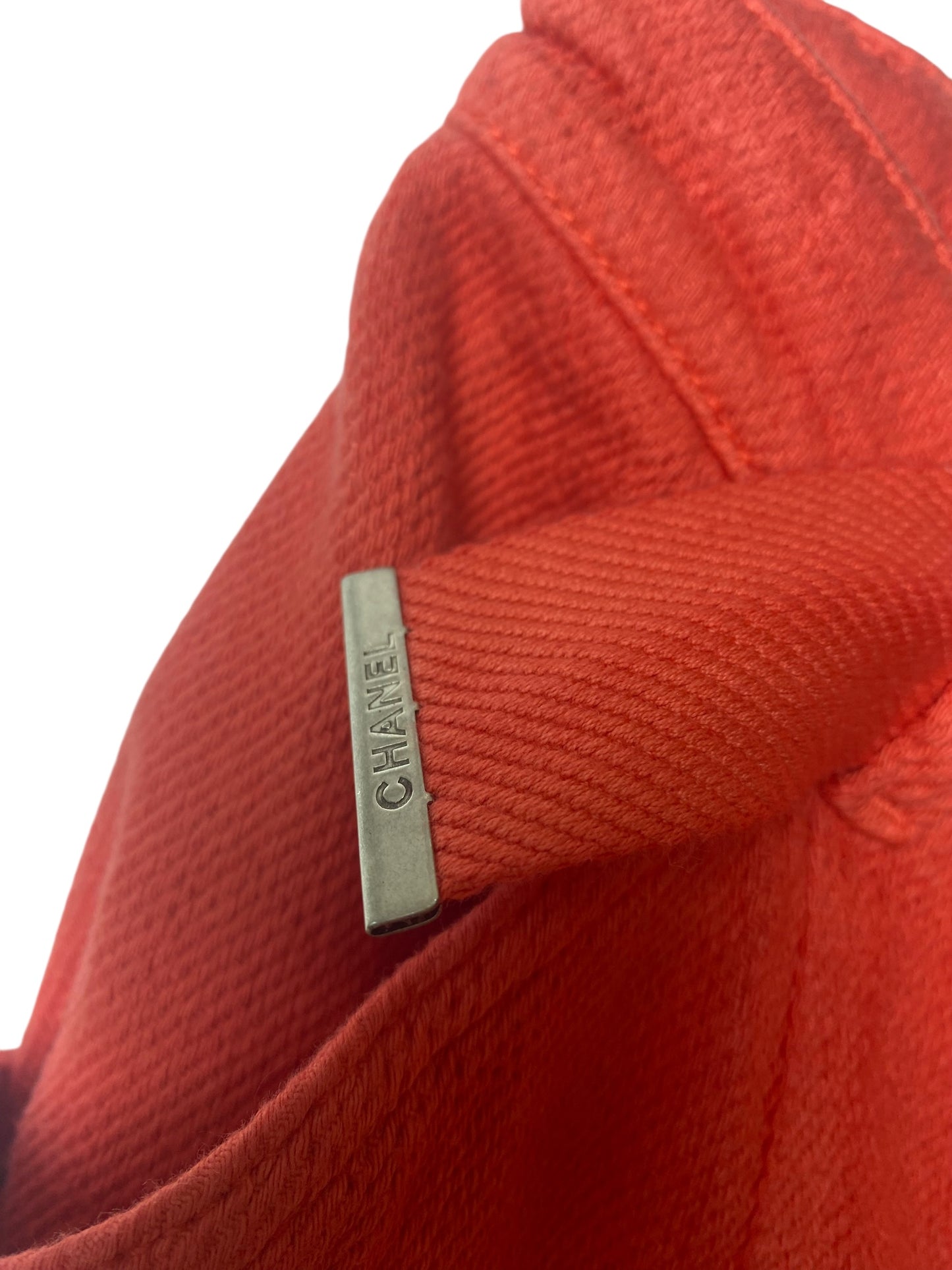 Chanel 2019 Coral Red Cotton CC Buckle Shorts FR 36