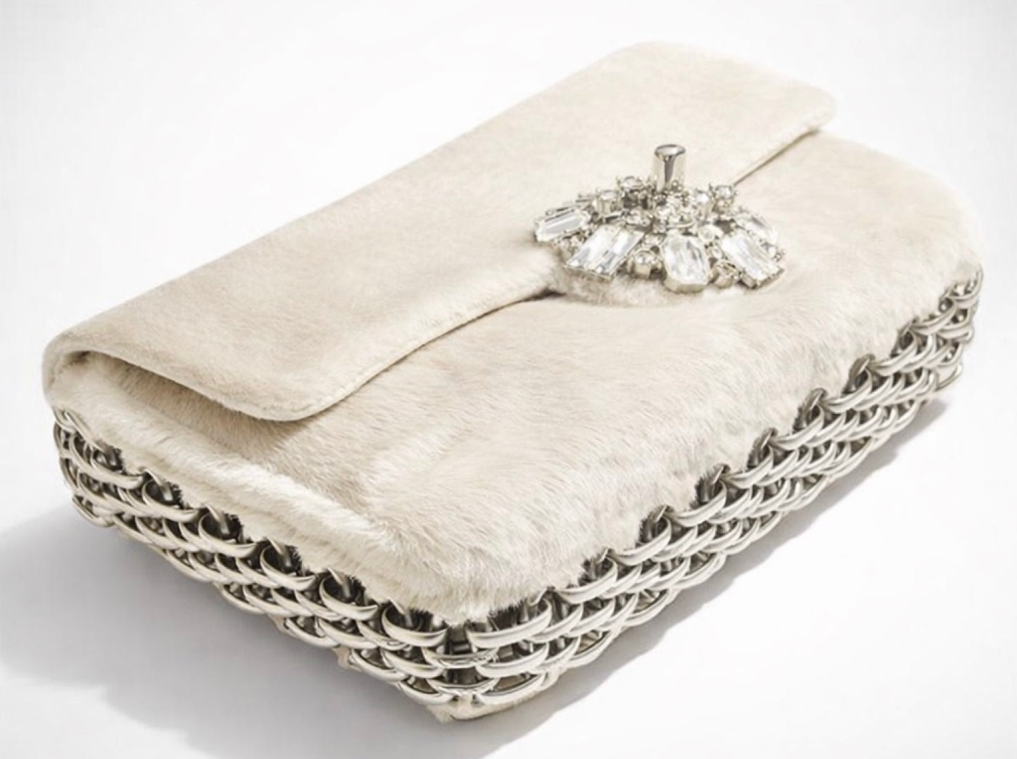 Ultra Rare Chanel 08A Huge Swarovski CC White Pony Classic Medium Flap Bag