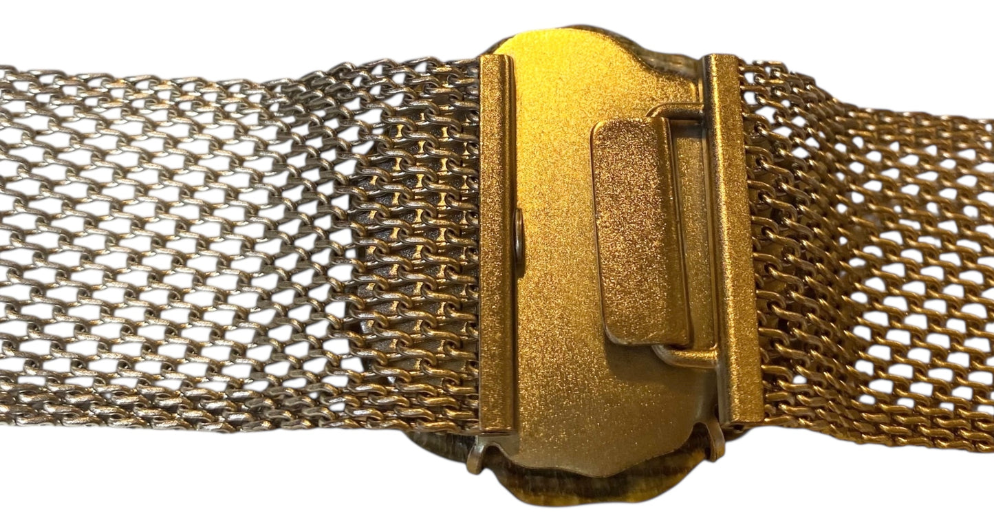 Chanel 98A Mother Of Pearl MOP 3 Camellia Silver Plated Metal Chain Belt