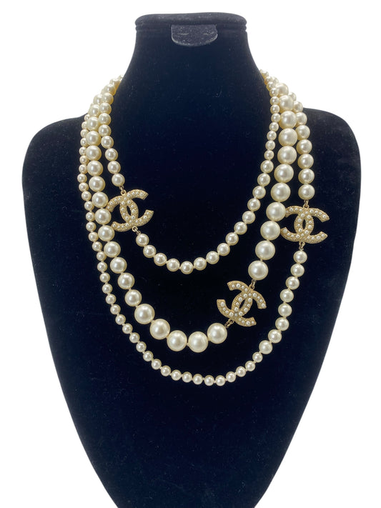 Chanel 14C Extra Long Pearl CC Charm 100th Anniversary Edition Necklace Belt