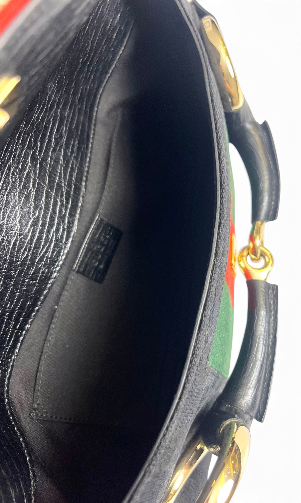 Gucci Large 1955 Tom Ford Classic Black Red Green GG Monogram Horsebit Clutch Handbag GHW