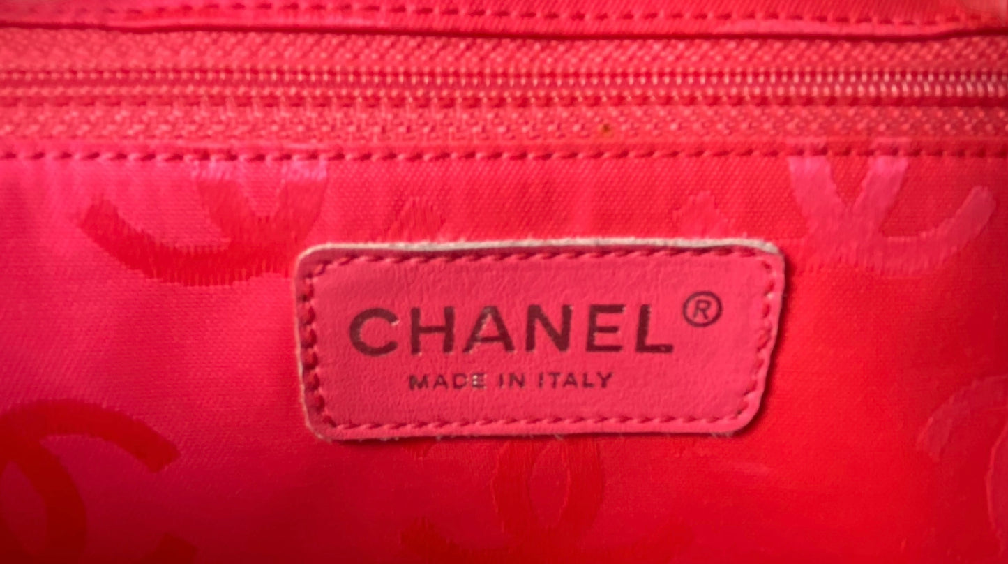 Chanel 2005 Small Cambon Reporter Black White Lambskin Handbag SHW