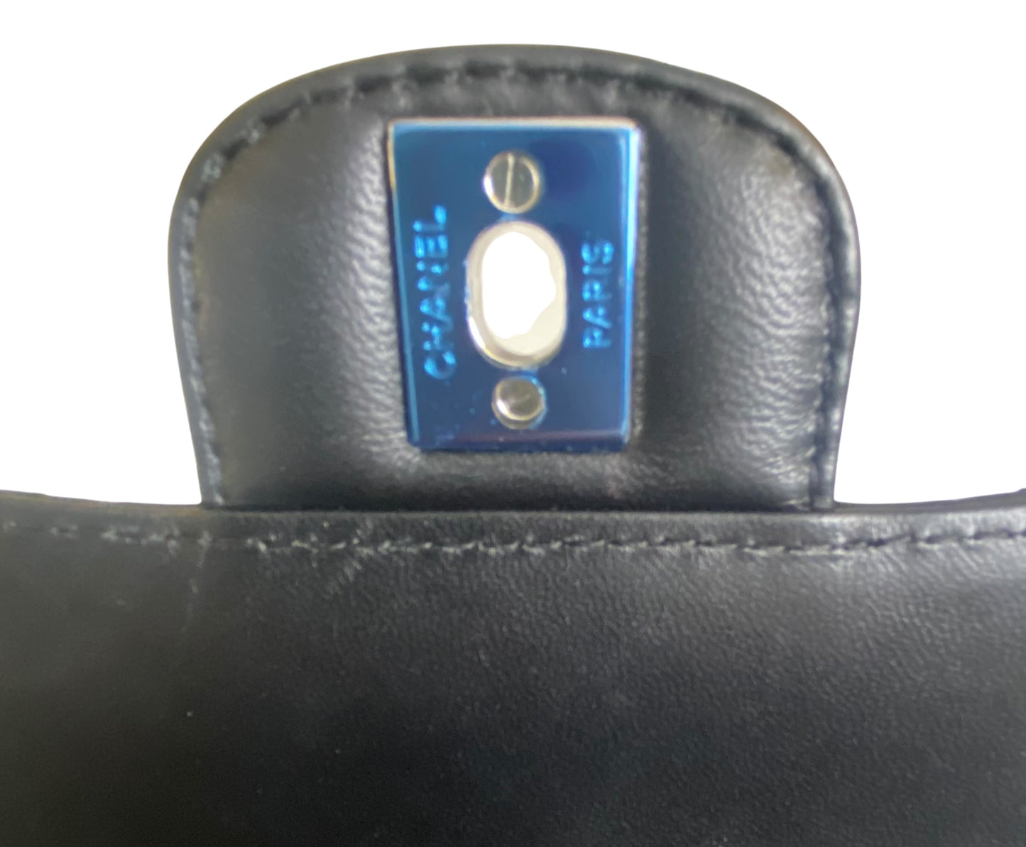 Chanel Classic Black CC Kisslock Lambskin Frame Compartment Bag