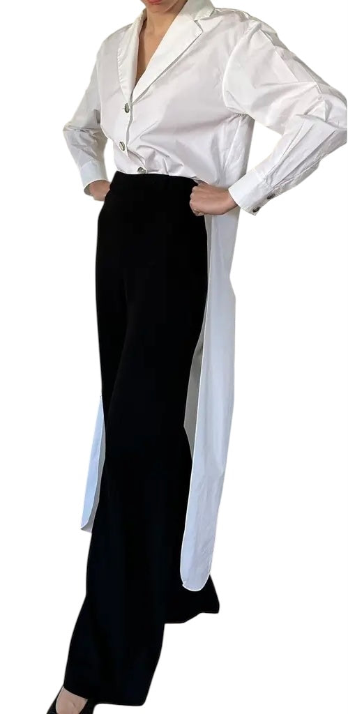 NWT Chanel 23C Monte-Carlo Runway Long Tuxedo Dress Shirt Blouse FR 40